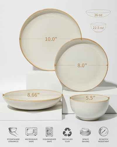 24 Piece Double Bowl Dinnerware Sets with Pasta Bowls