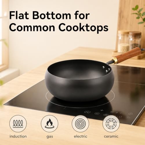 9.5 Inch Carbon Steel Wok with Lid (9.5 INCH)