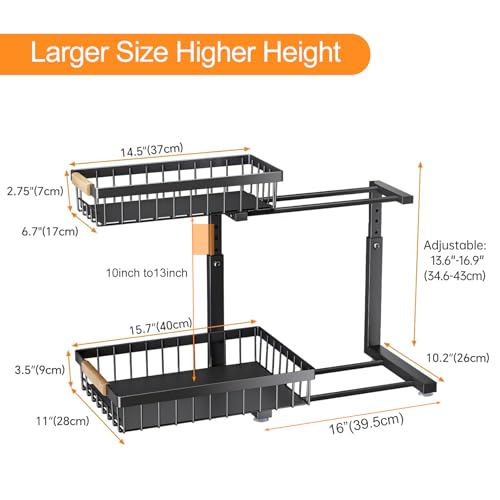 Under Sink Organizer (Large-2-Pack / Black)