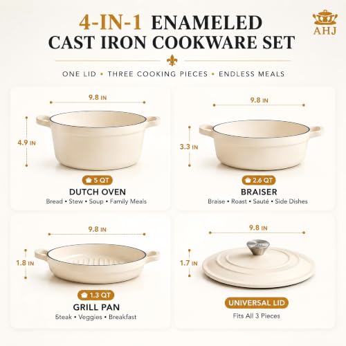 Enameled Cast Iron Dutch Oven Set