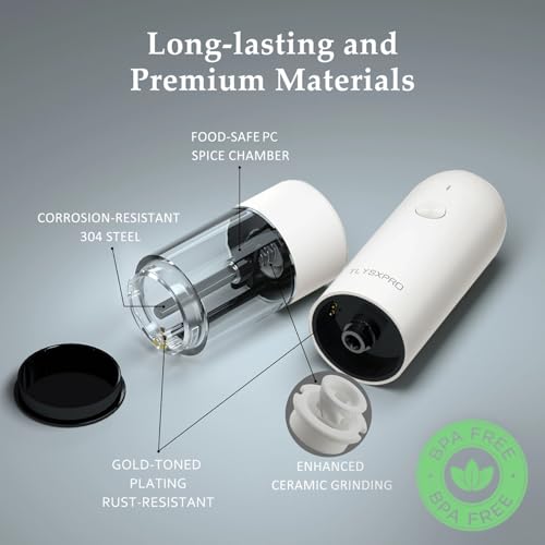 Electric Salt and Pepper Grinder Set (Black&White)