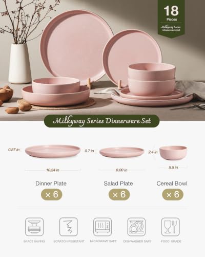 Milkyway 18 Piece Stoneware Dinnerware Set (Light Pink / Service for 6 (Standard Dinner Set))