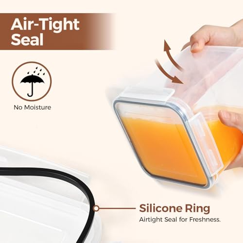 Airtight Flour and Sugar Container 2.6Qt & 5.5Qt 3Pack (5.5Qt/2.6Qt-Square)