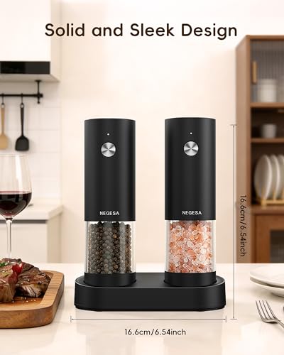 Electric Salt and Pepper Grinder Set (Black / Set)