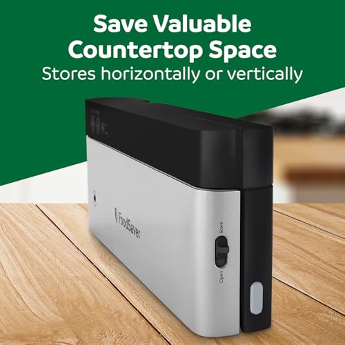 PowerVac Compact Vacuum Sealing Machine Stainless Steel & Black Vertical Storage VS0150