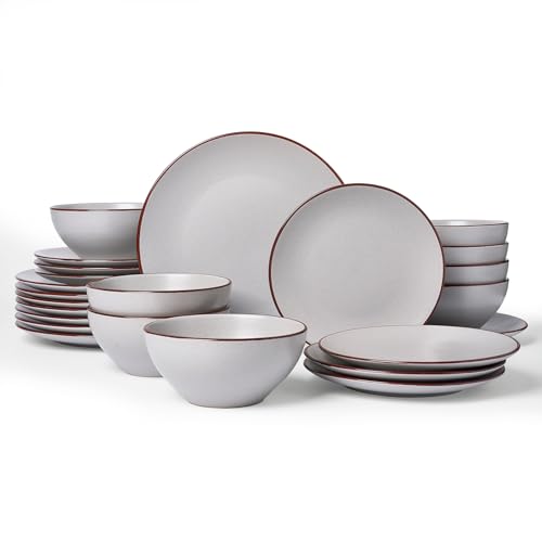 Venus Plates and Bowls Sets with Rim (Light Gray / Serves 8 (24pc))