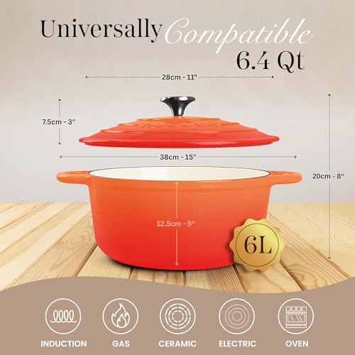 Enamelled Cast Iron Dutch Oven Pot with Lid