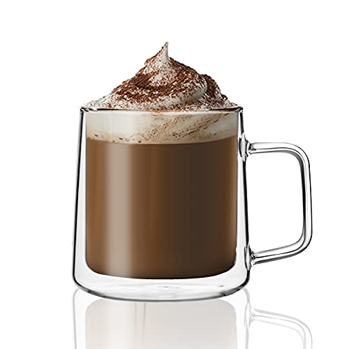 Double Walled Glass Coffee Mugs (15oz(1 pack))