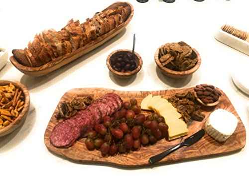 18" ORCHARD HARDWOODS Rustic Handmade Bark Edge Olive Wood Cheese Board