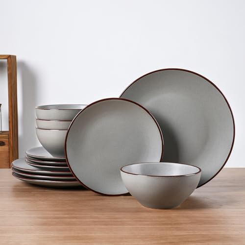 Venus Plates and Bowls Sets (Dark Gray / Serves 4 (12pc))