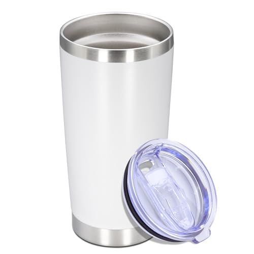 20 oz Tumbler Insulated Tumblers Stainless Steel Coffee Mug (White)