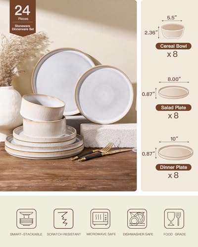Stoneware Dinnerware Sets (24 Count)
