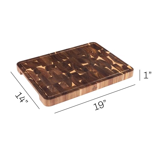 End Grain Acacia Wood Cutting Board with Juice Groove