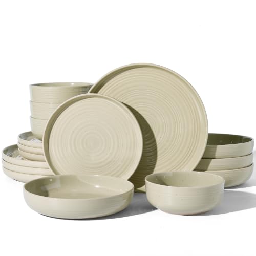 Stoneware Dinnerware Sets with Pasta Bowls (White Honey)