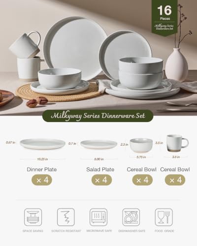 Milkyway 16 Piece Dinnerware Set with Mugs (Light Gray / Service for 4 (Include Mugs))