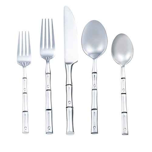 Silverware Set Stainless Steel Flatware Set 30 Pieces Cutlery Set Bamboo Handle Mirror Finished for Home Kitchen Restaurant Hotel Cutlery Set Service for 6