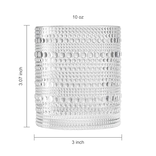 Plastic Hobnail Drinking Glasses Set of 6 Tritan Lowball Cups 10oz
