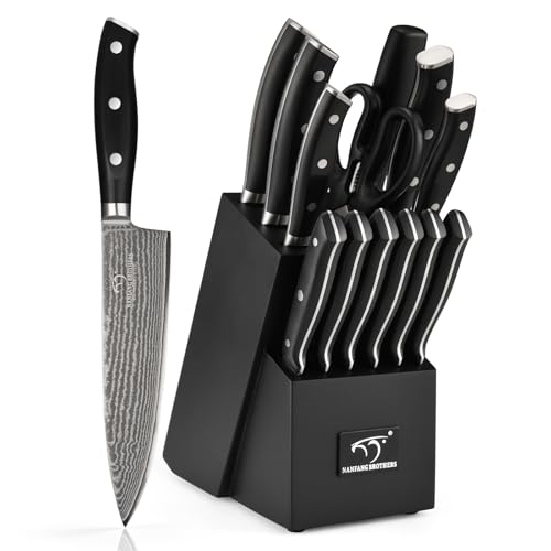Damascus Kitchen Knife Set 14 Pieces with Shears & Sharpener