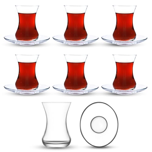 Turkish Tea Glass Set of 6 with Saucers (6 Count)