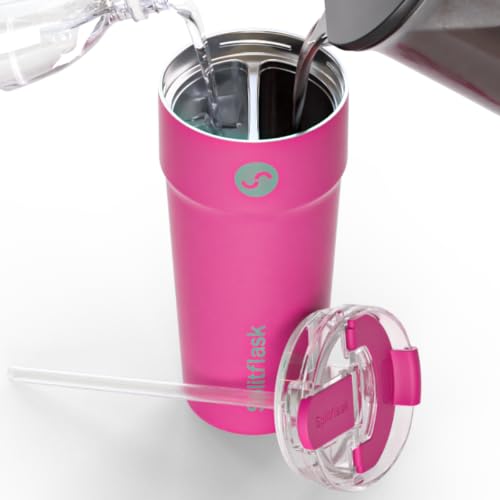 Stainless Steel Insulated Tumbler Cup with Straw & Sip Lid (Felicia Fuchsia)