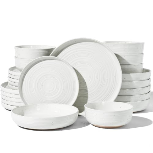 Stoneware Dinnerware Sets with Pasta Bowls (White)