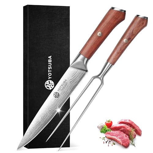 Japanese Carving Knife and Fork Set with Ergonomic Rosewood Handle (2 Count)