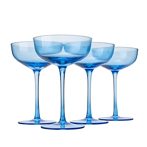 Ocean Blue Champagne Coupe Glasses Set of 4 (4 Count)
