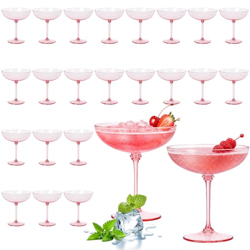 24 Pcs Plastic Coupe Glasses 9 oz Disposable Martini Glasses for Cocktails (24 Count)