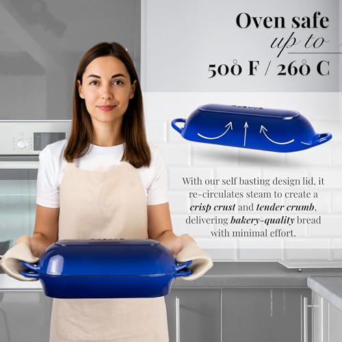 Enamelled Cast Iron Bread Loaf Pot (34cm x 16cm / Dark Blue)