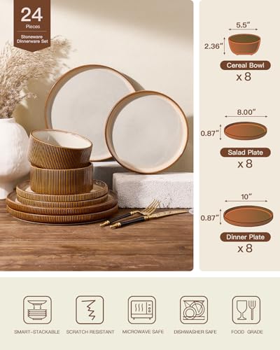 Stoneware Dinnerware Sets (24 Count)