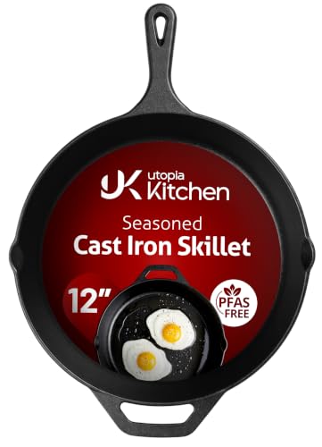 Cast Iron Skillet 12 Inch Pre (Black / 12 Inch (Pack of 1))