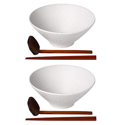 Ceramic Japanese Ramen Bowl Set (9 Inch / White)