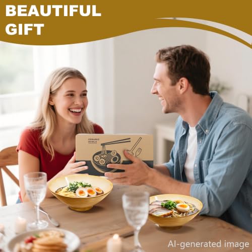 8 Inch 2 Sets Ceramic Ramen Bowl (E:Yellow / 8 INCH 2 Set)