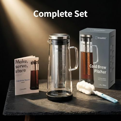 Airtight Cold Brew Coffee Maker Pitcher (Black / 48 Ounces)