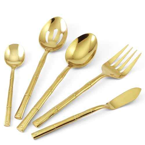 Gold Silverware Set with Serving Utensil Set 45