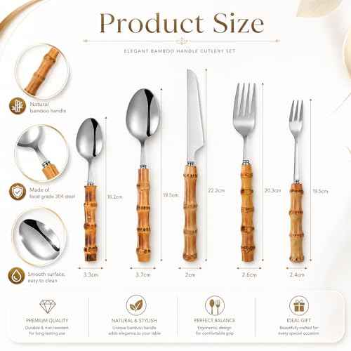 20 Pieces Bamboo Silverware Set 18 (20 Count)