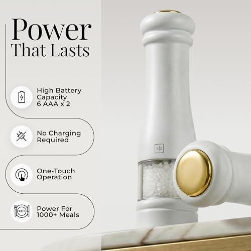 Electric Salt and Pepper Grinder Set (White)