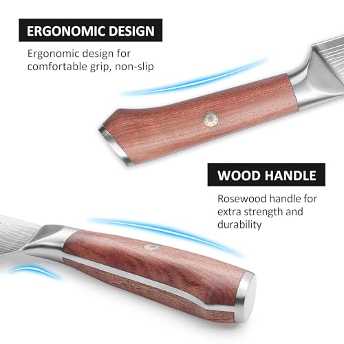 Japanese Carving Knife and Fork Set with Ergonomic Rosewood Handle (2 Count)