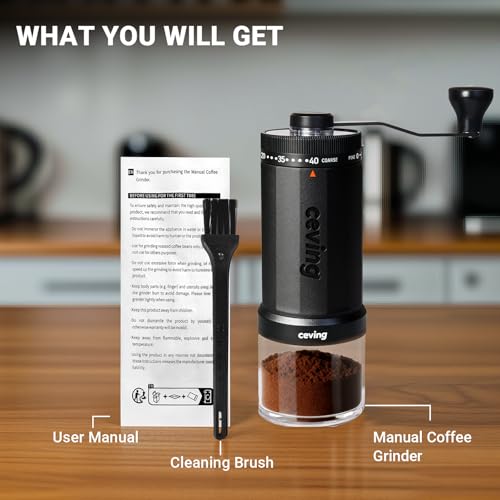 World's First 60g Large Capacity Manual Coffee Grinder (MEGA PRO Black / Steel Burr)