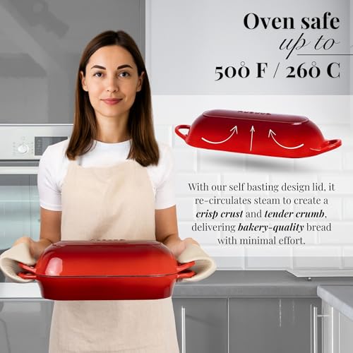 Enamelled Cast Iron Bread Loaf Pot (34cm x 16cm / Red)