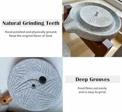 Natural Granite Grain Mill Grinder - Manual Flour, Rice, Seed & Coffee Bean Grinder, 25cm x 40cm - Durable, Efficient, Perfect for Home Use & Cooking