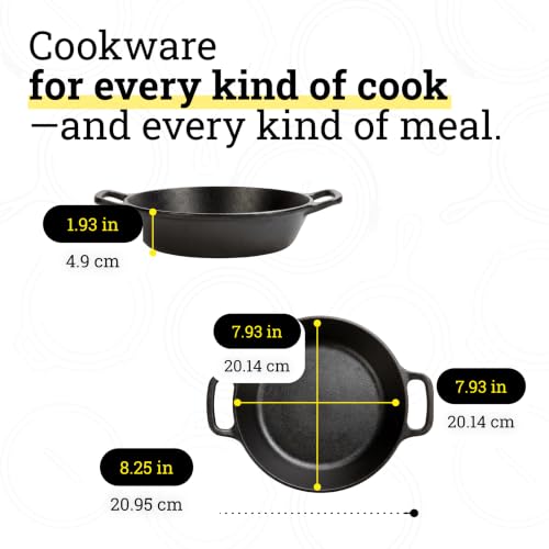 Pre Seasoned Cast Iron Dual Handle Pan (8 Inch)