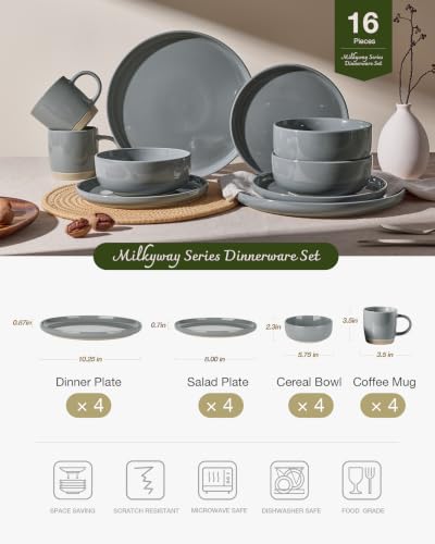 Milkyway 16 Piece Dinnerware Set with Mugs (Dark Gray / Service for 4 (Include Mugs))
