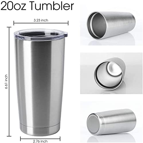 20oz Tumblers Stainless Steel Mugs with Lid Double Wall Vacuum Insulated Coffee Cups for Cold & Hot Drinks (Stainless Steel-A / 12 Count (Pack of 1))
