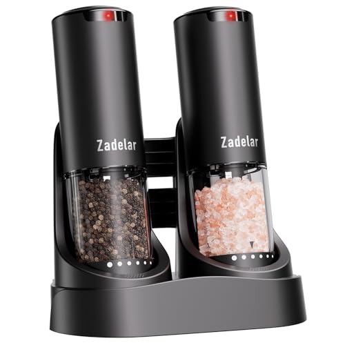 Electric Rechargeable Salt and Pepper Grinder Set (Black)