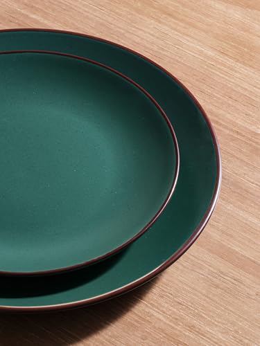 Venus Plates and Bowls Sets with Rim (Dark Green / Serves 8 (24pc))