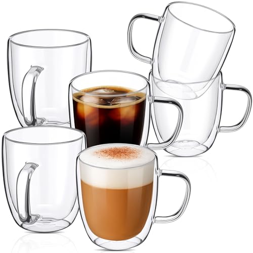 Glass Coffee Mugs Set of 6 (480ml / Clear)