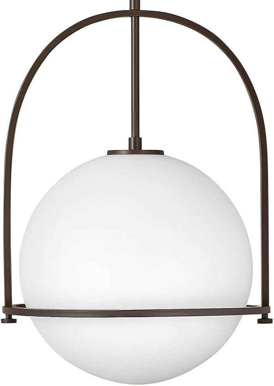 Hinkley Somerset 3405KZ Large Hanging Pendant Light, Etched Opal Glass Globe, for Even or Sloped Ceilings, Customize Installation Height, Buckeye Bronze