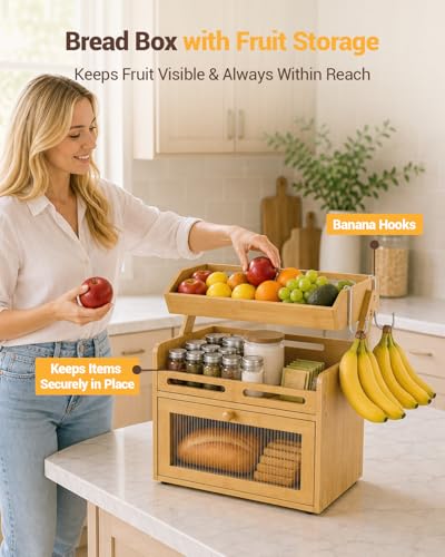Bread Box for Kitchen Countertop (Bamboo)