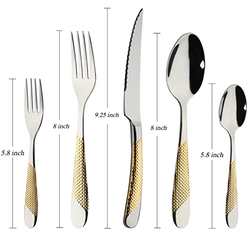 40 Piece Gold Silverware Set Stainless Steel Flatware Set Cutlery Set (20 Count)